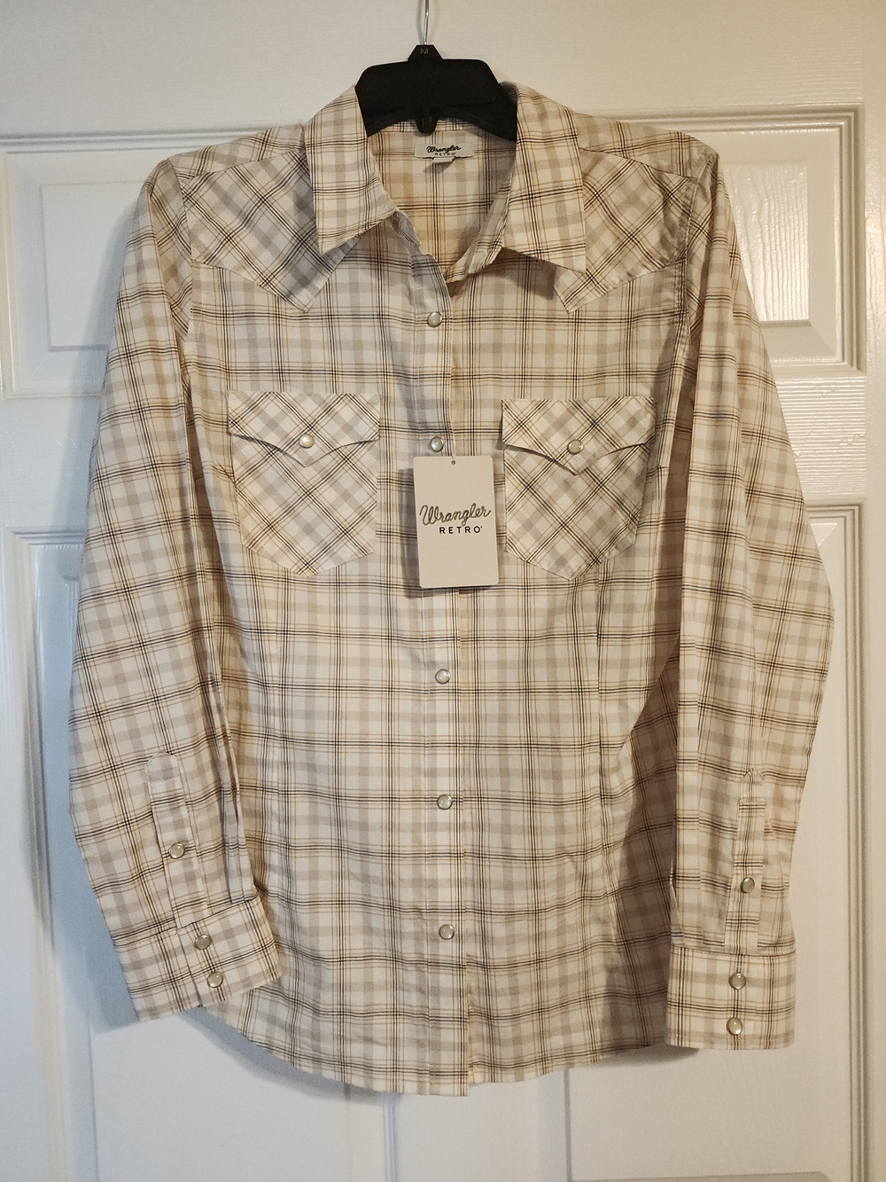 Wrangler Retro Women’s Cream Plaid Western Shirt